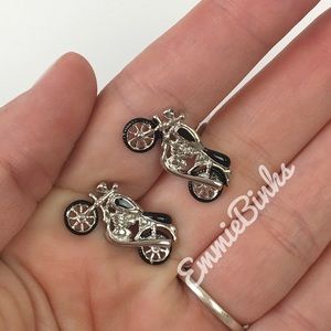 New Mens 2 Piece Motorcycle Silver Cufflinks - Harley Vintage Biker Accessories